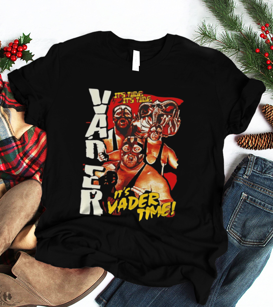 Vader It's Vader Time It's Time Wrestling Mask Collage T-Shirt
