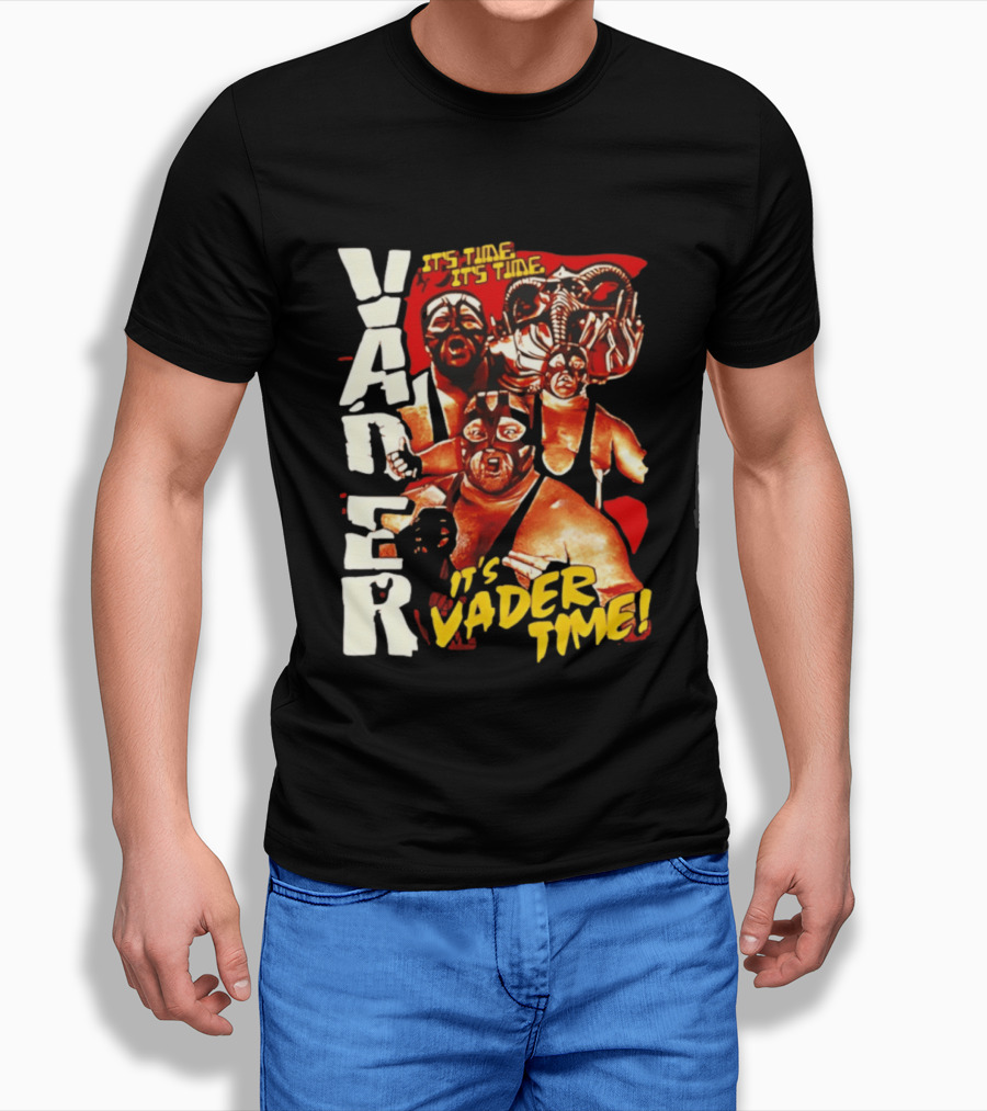 Vader It's Vader Time It's Time Wrestling Mask Collage T-Shirt