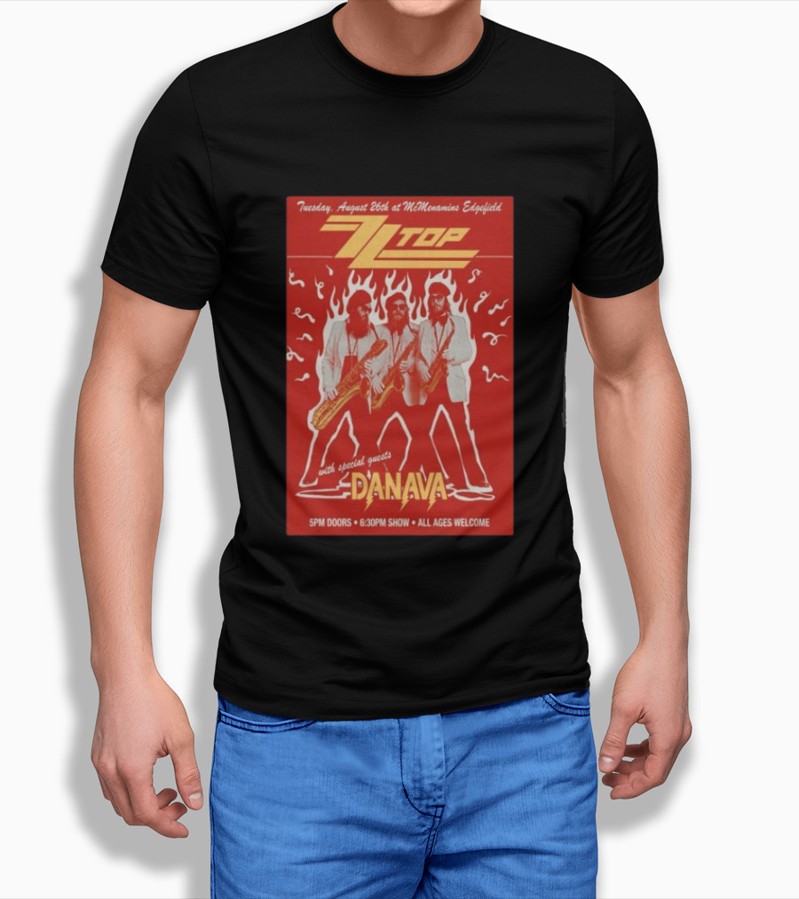 ZZTop Danava Tour McMenamins Edgefield August 26 All Ages Welcome T-Shirt