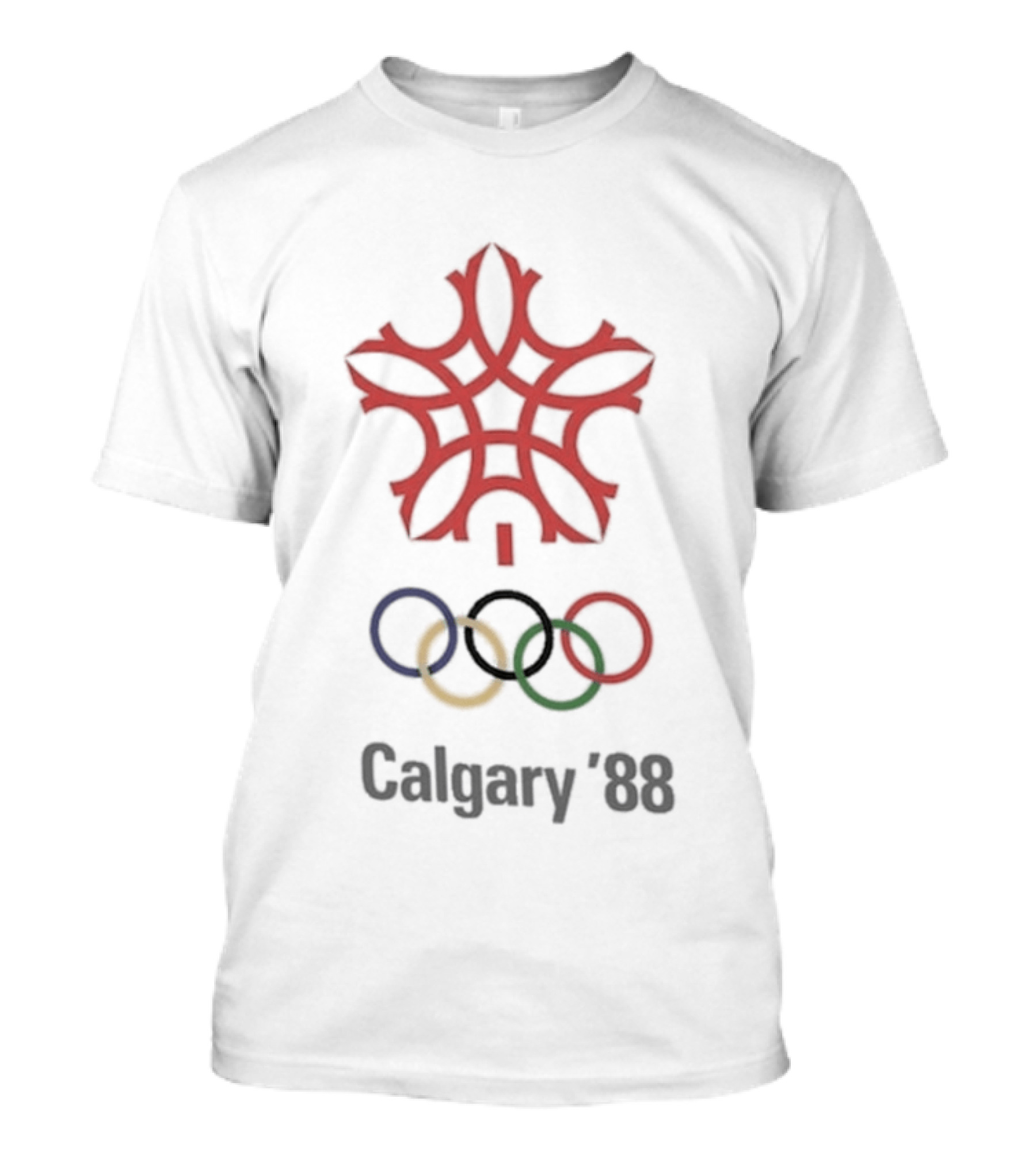 1988 Calgary Winter Olympics Emblem With Olympic Rings T-Shirt