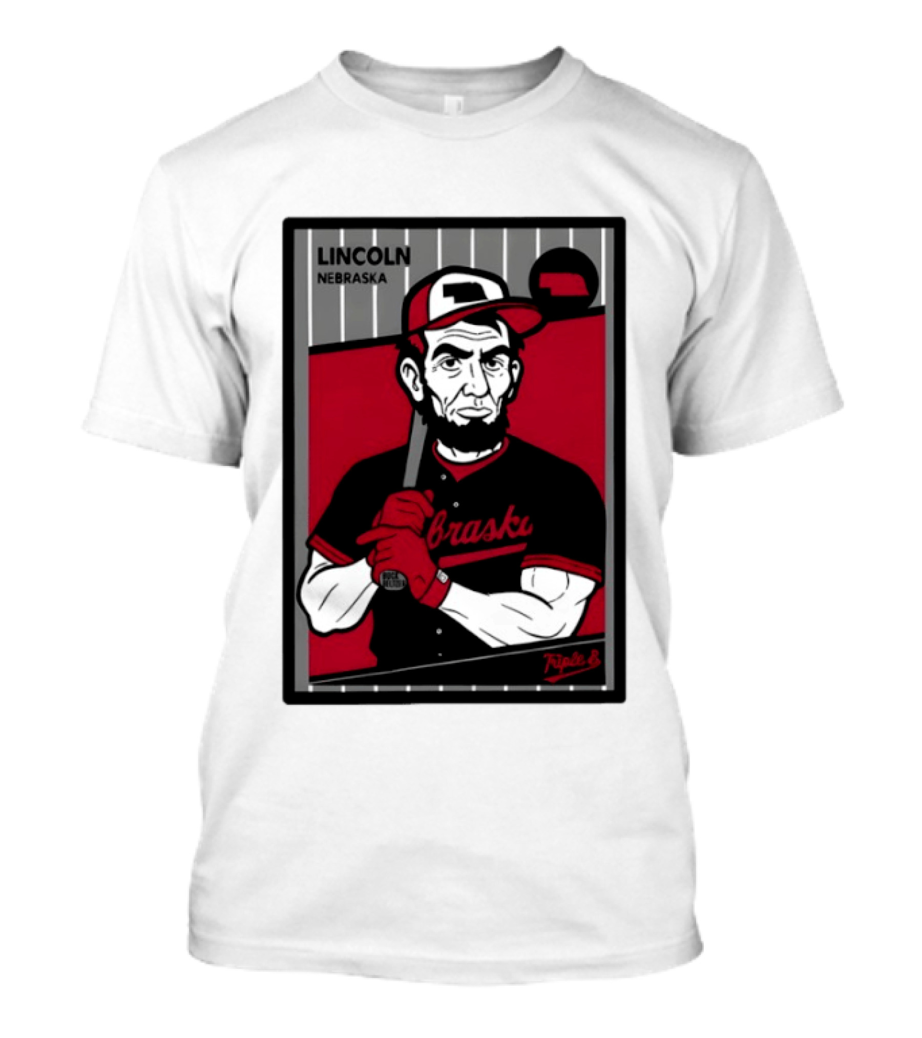 Lincoln Nebraska Cornhuskers Baseball Card Triple B T-Shirt