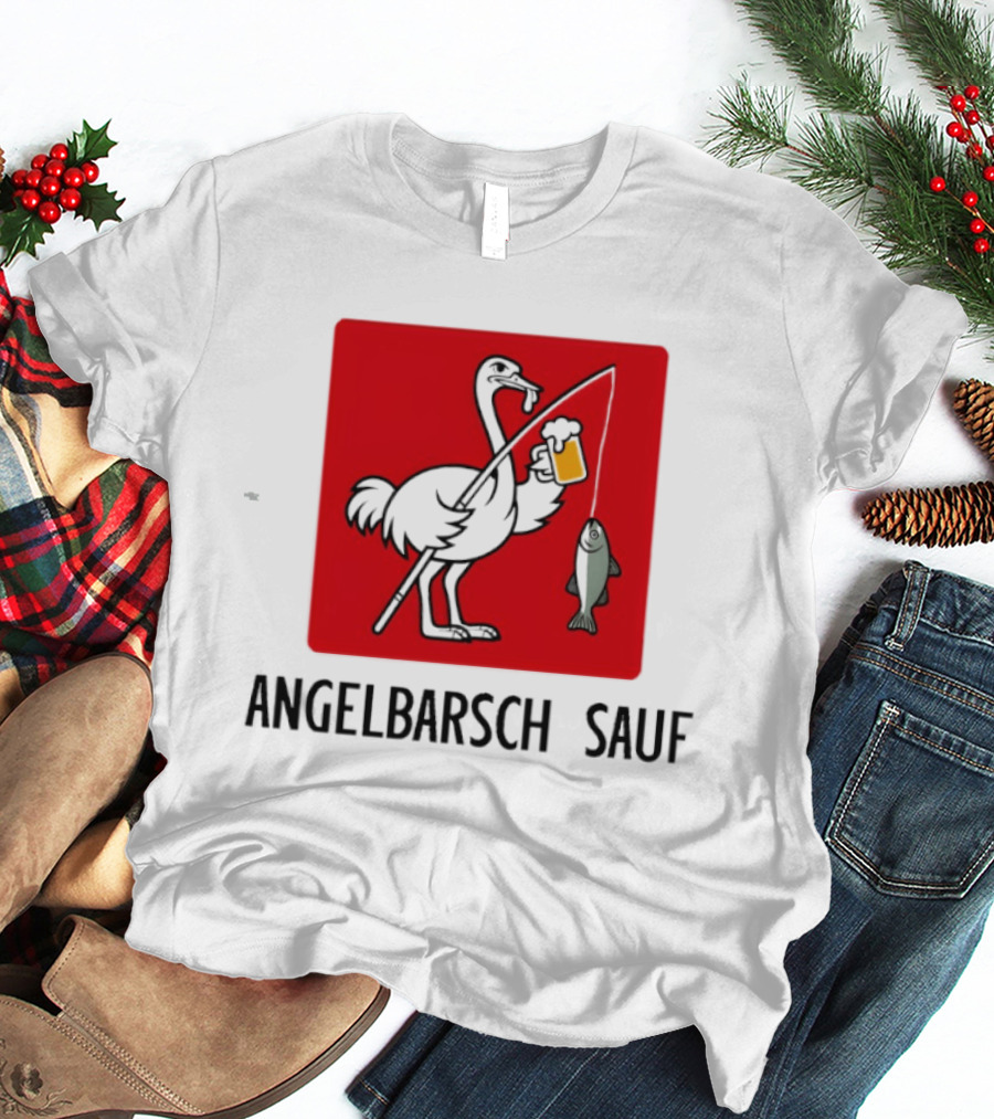 Angelbarsch Sauf Pelican Beer Fish Catching Fun T-Shirt