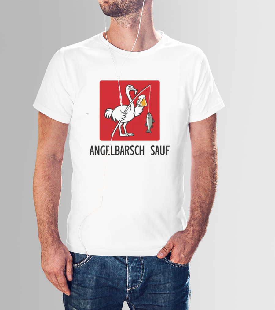 Angelbarsch Sauf Pelican Beer Fish Catching Fun T-Shirt