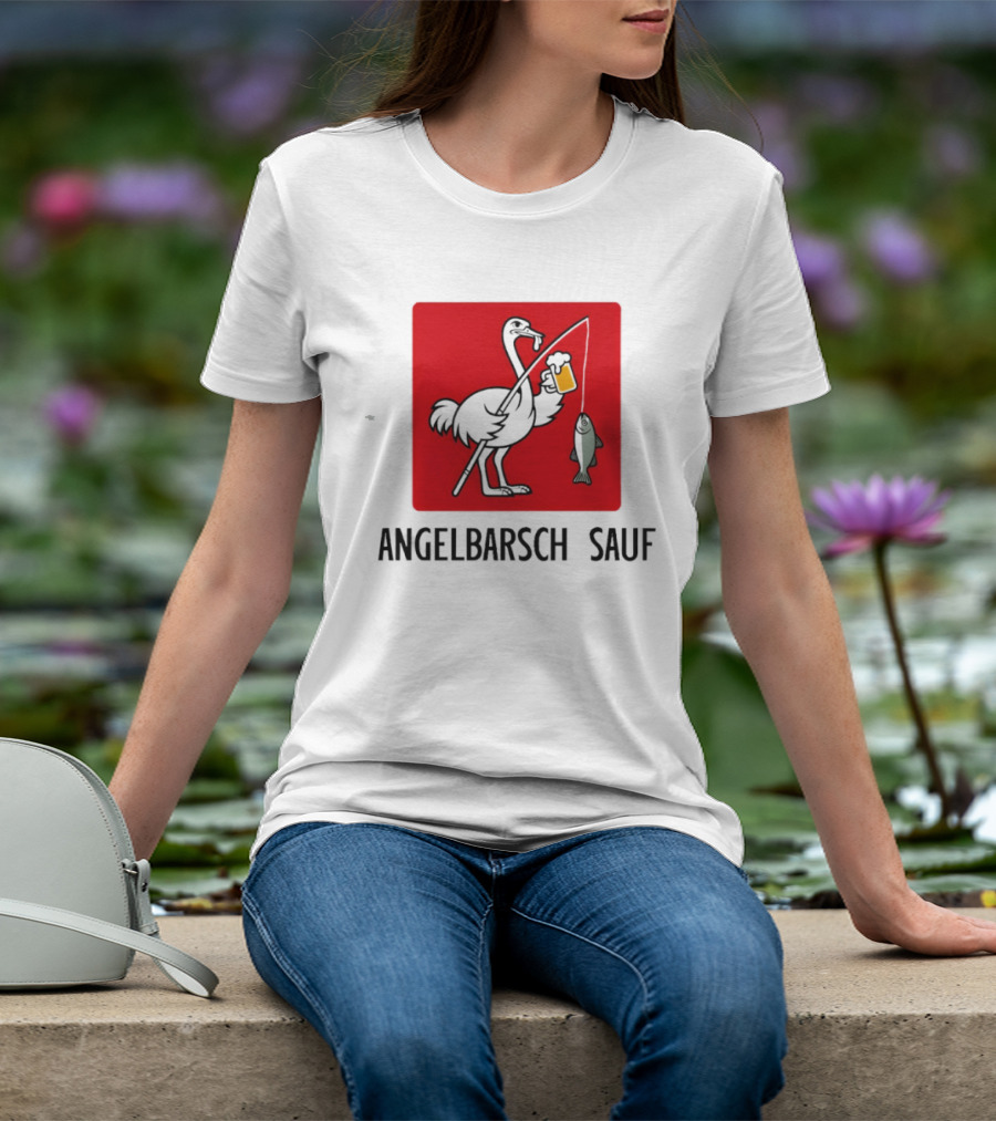 Angelbarsch Sauf Pelican Beer Fish Catching Fun T-Shirt