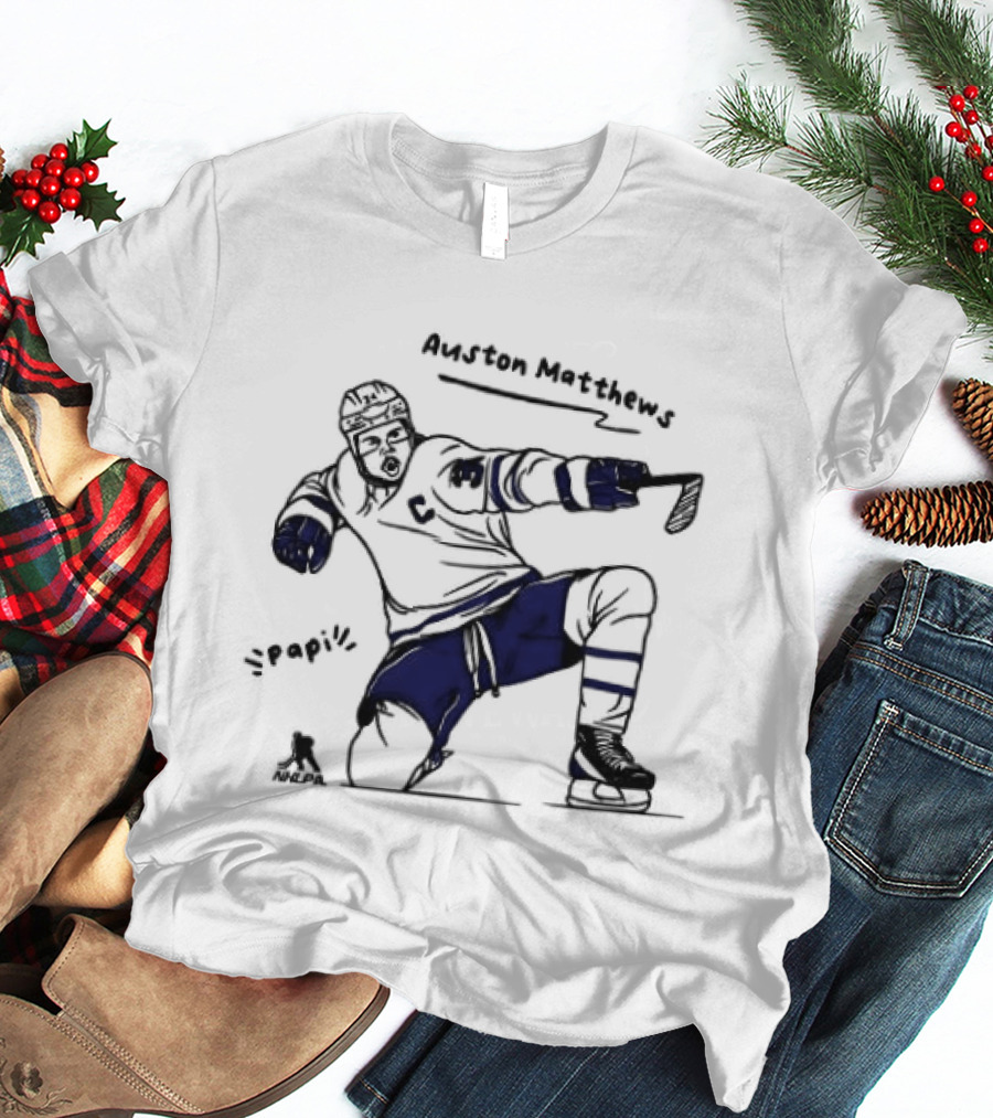 Auston Matthews Toronto Maple Leafs Hockey Papi Cartoon Deke Move Celebration T-Shirt