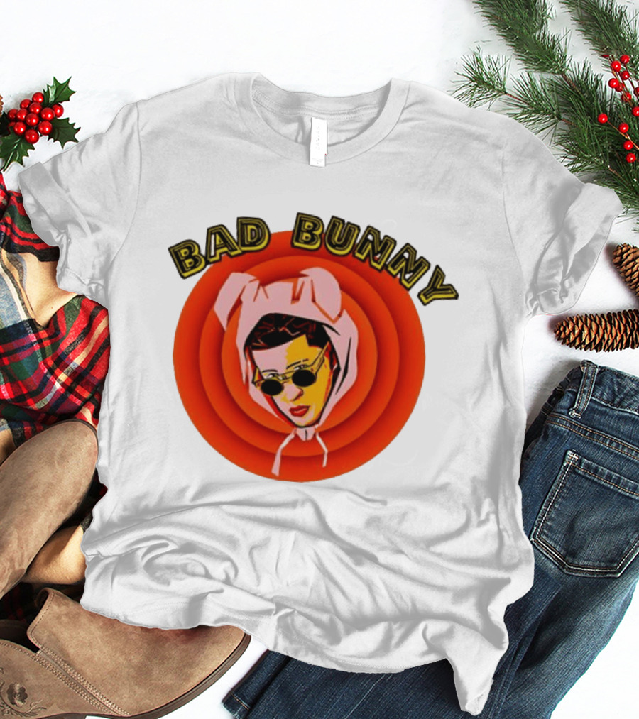 Bad Bunny Style Cartoon Character Image T-Shirt