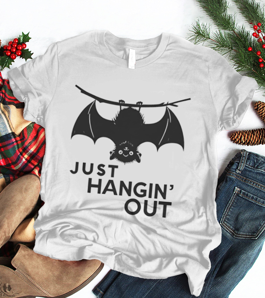 Just Hangin' Out Upside Down Bat Humor T-Shirt