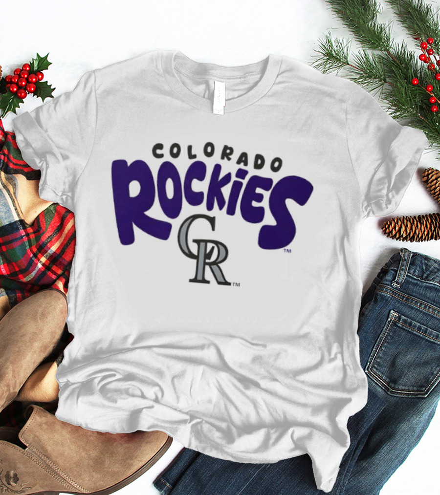 Colorado Rockies Bubble Text Crew Neck T-Shirt
