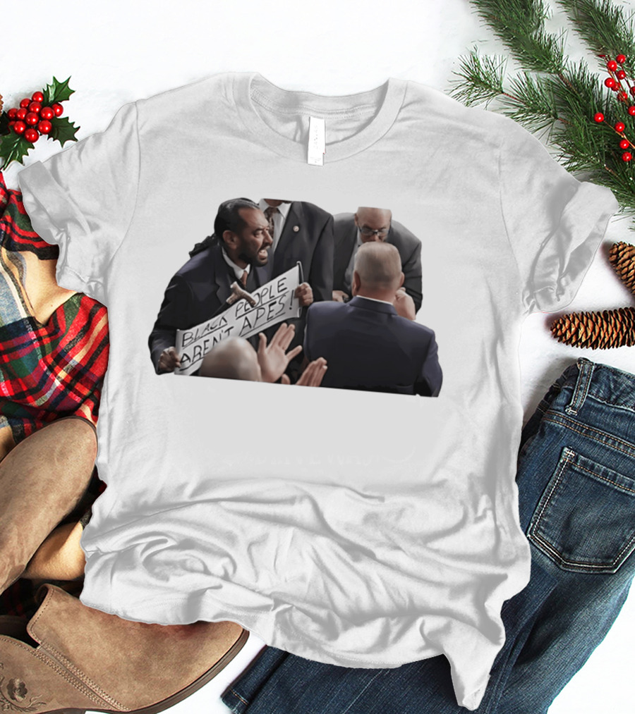 Black People Aren't Apes Protest Sign In Political Debate Scene T-Shirt