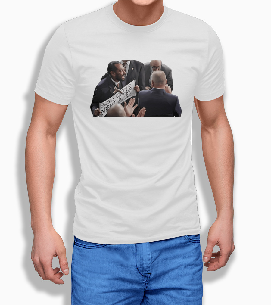 Black People Aren't Apes Protest Sign In Political Debate Scene T-Shirt