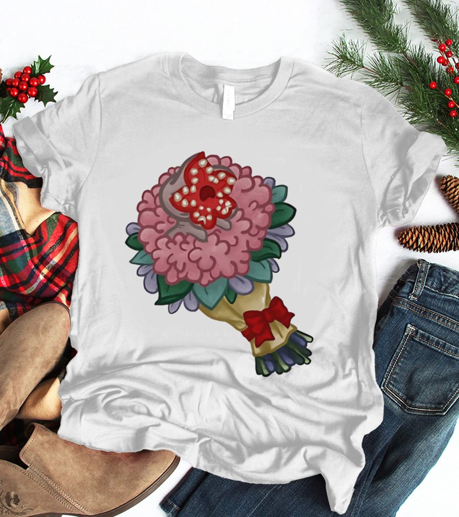 Demodog Valentine Bouquet Flowers Stranger Things Horror T-Shirt