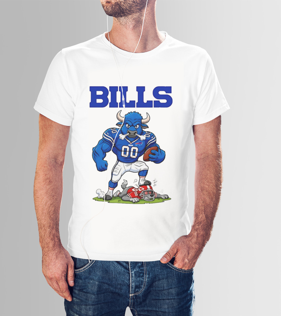 Buffalo Bills Mascot Defeats Kansas City Chiefs Rivalry NFL Football T-Shirt