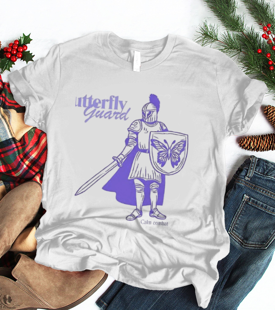 Butterfly Guard Calm Combat Knight With Shield And Sword T-Shirt