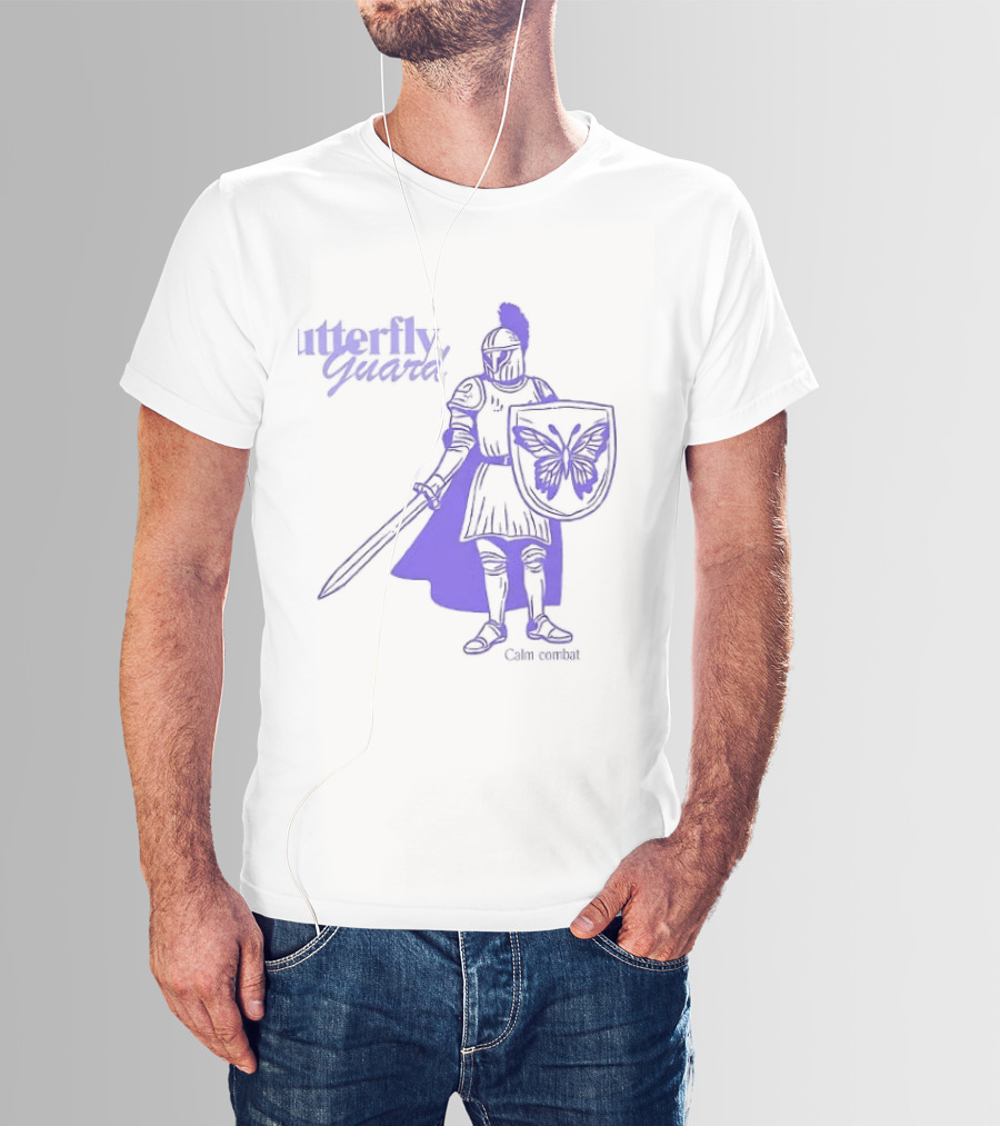 Butterfly Guard Calm Combat Knight With Shield And Sword T-Shirt