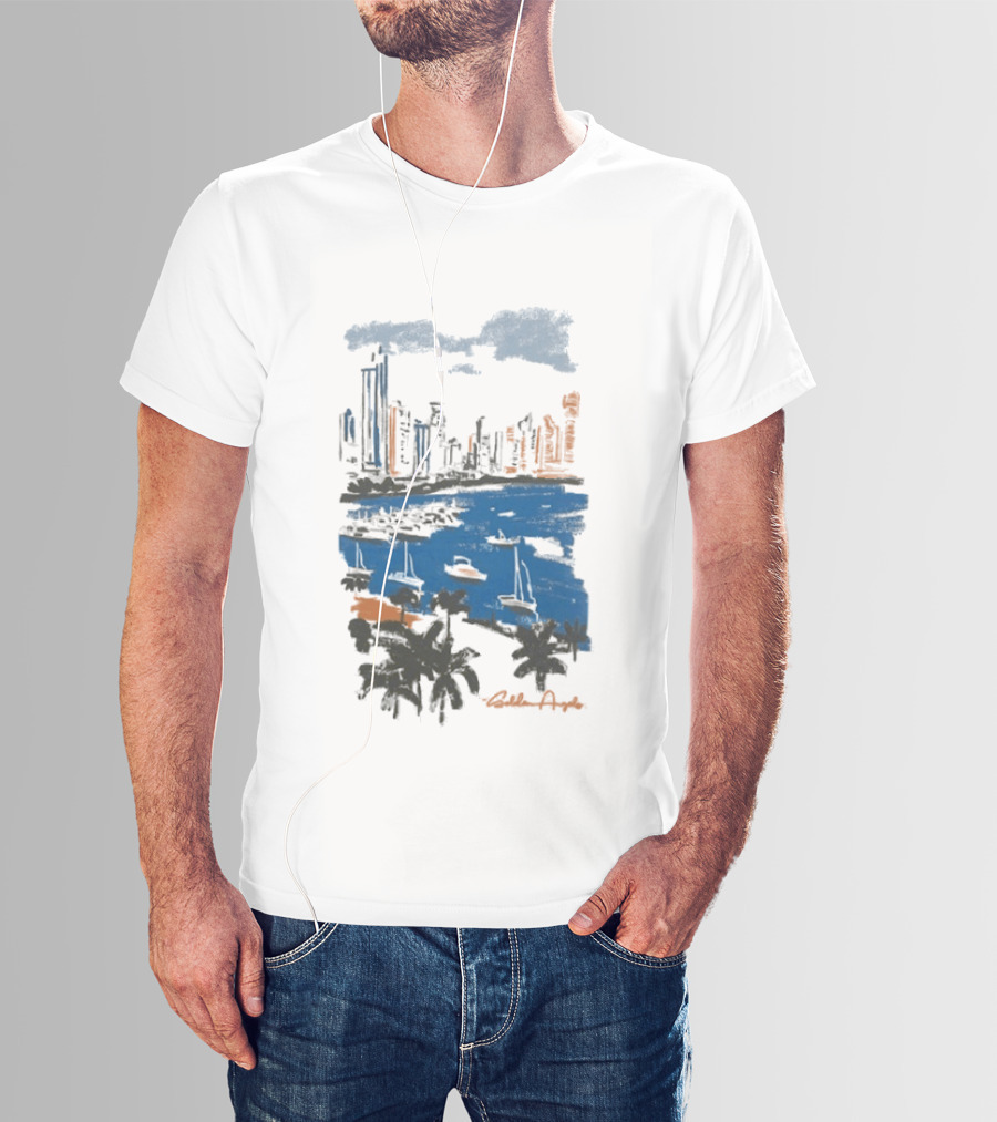 Golden Angels The Bay Yacht Club Scenic Skyline Waterfront T-Shirt