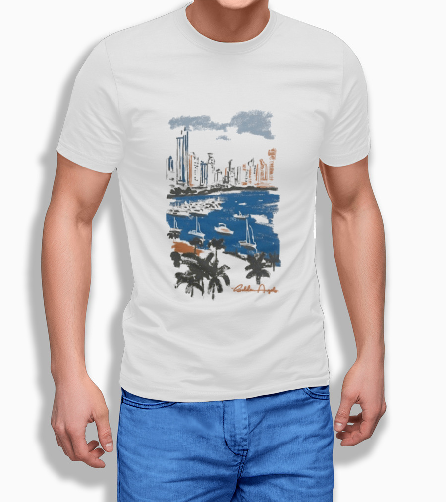 Golden Angels The Bay Yacht Club Scenic Skyline Waterfront T-Shirt