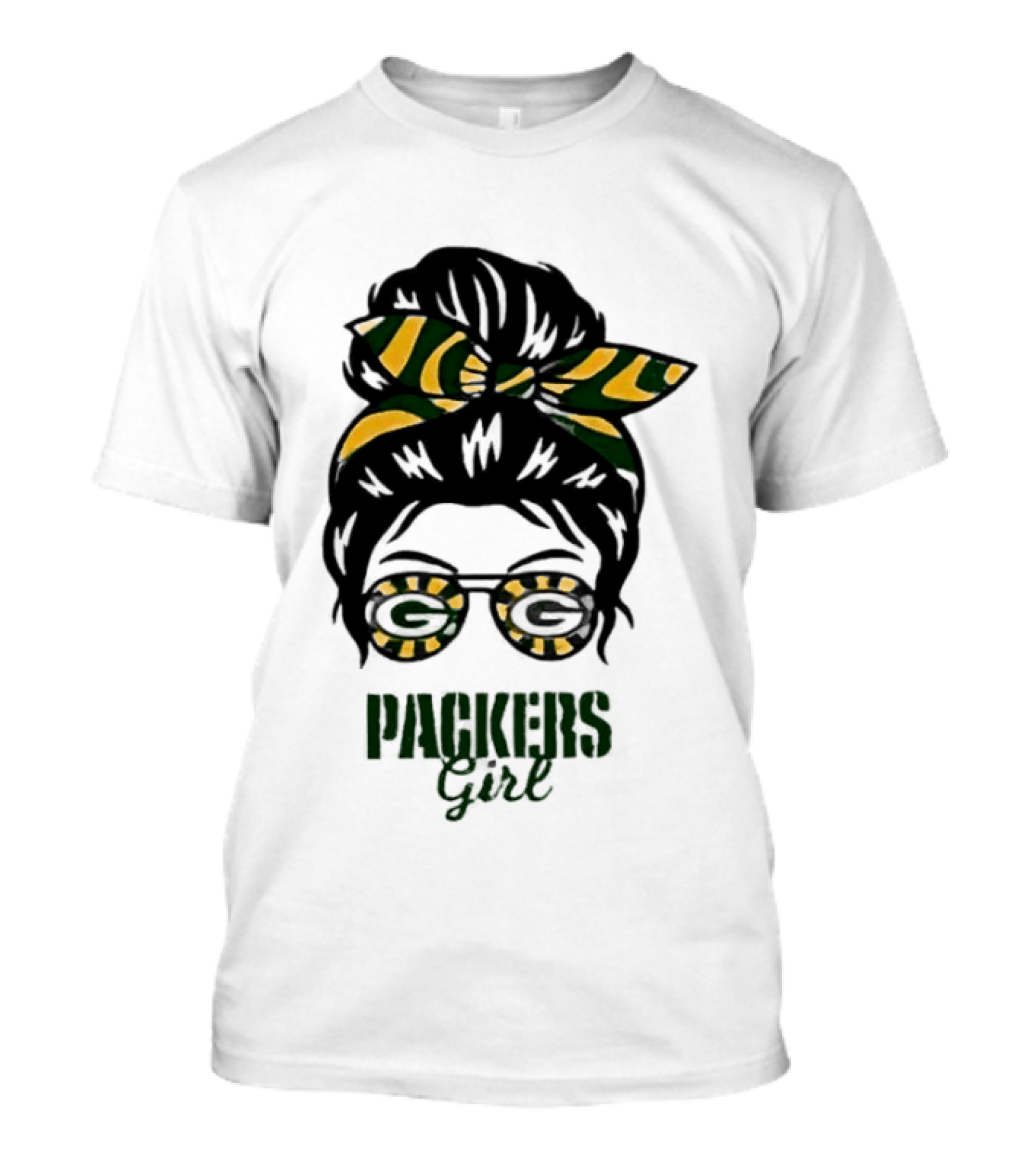 Green Bay Packers Girl Messy Bun Style 2026 T-Shirt