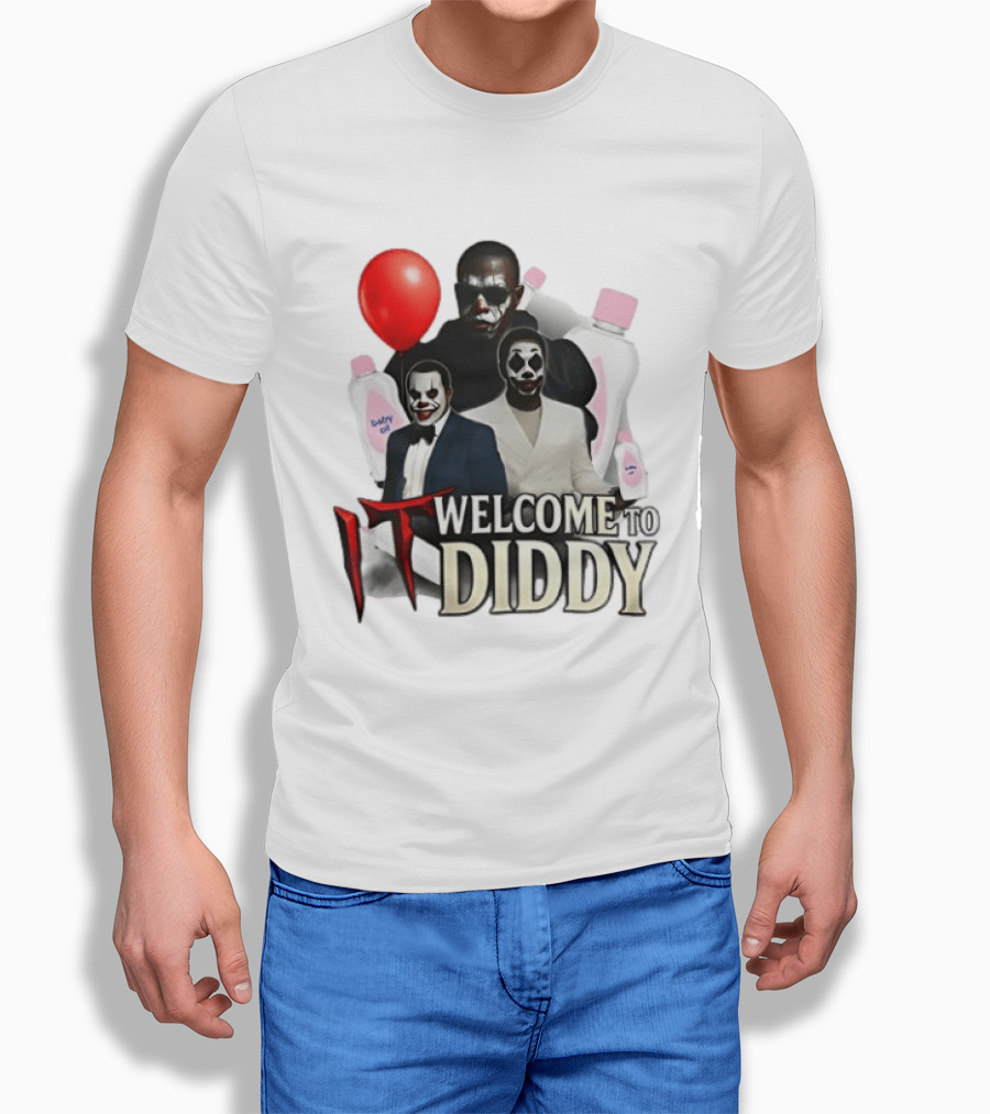 IT Welcome To Diddy Clown Parody Red Balloon Baby Oil T-Shirt