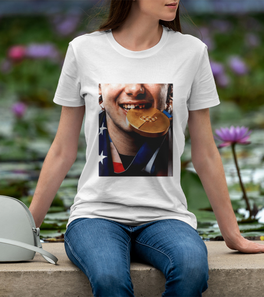 Jack Hughes Teeth Gold Medal 2026 Milano Cortina Winter Olympics T-Shirt