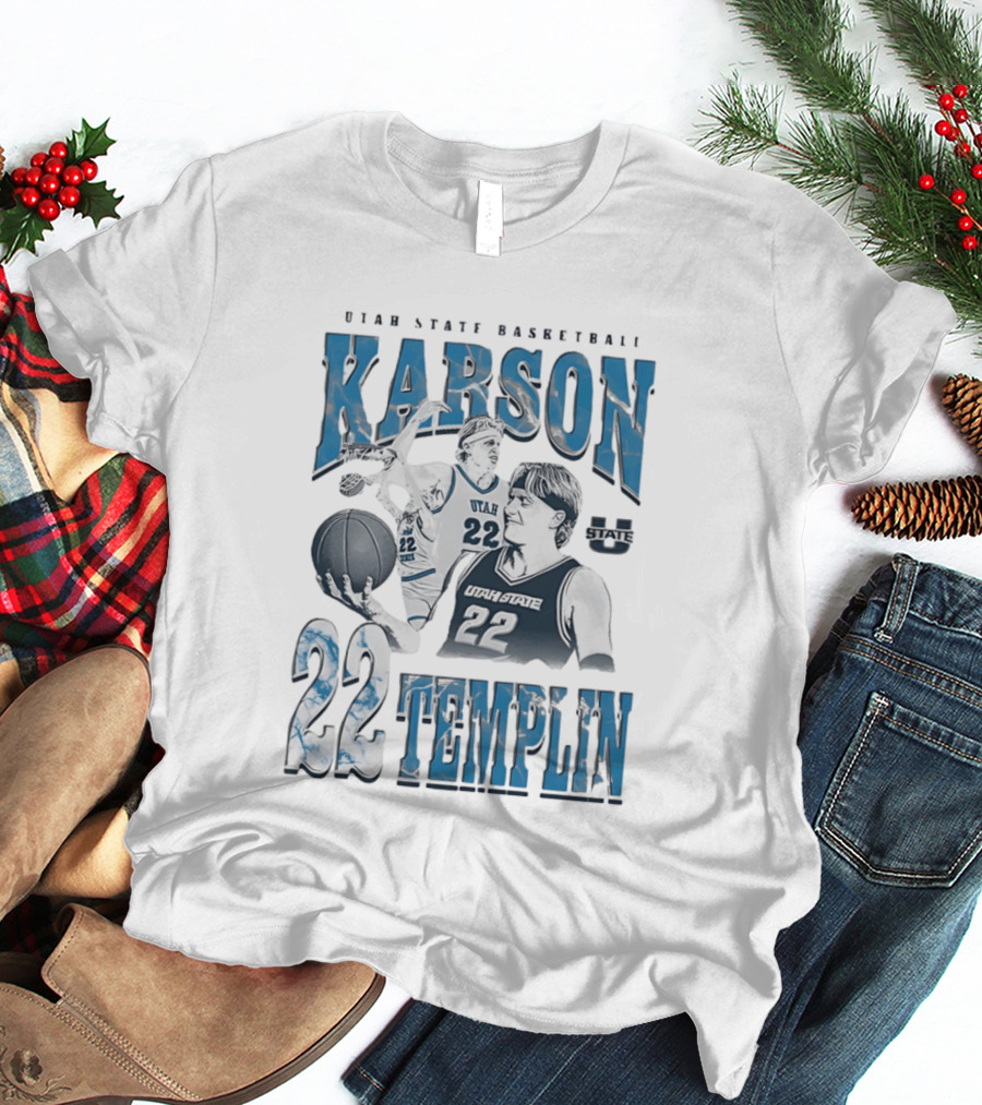 Utah State Basketball Karson Templin 22 Utah State Aggies T-Shirt