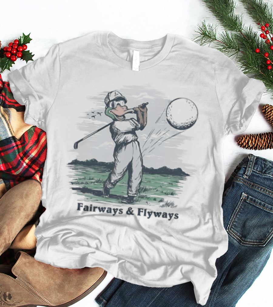 Mallard Duck Golf Swing Fairways And Flyways Moonlit Scene T-Shirt