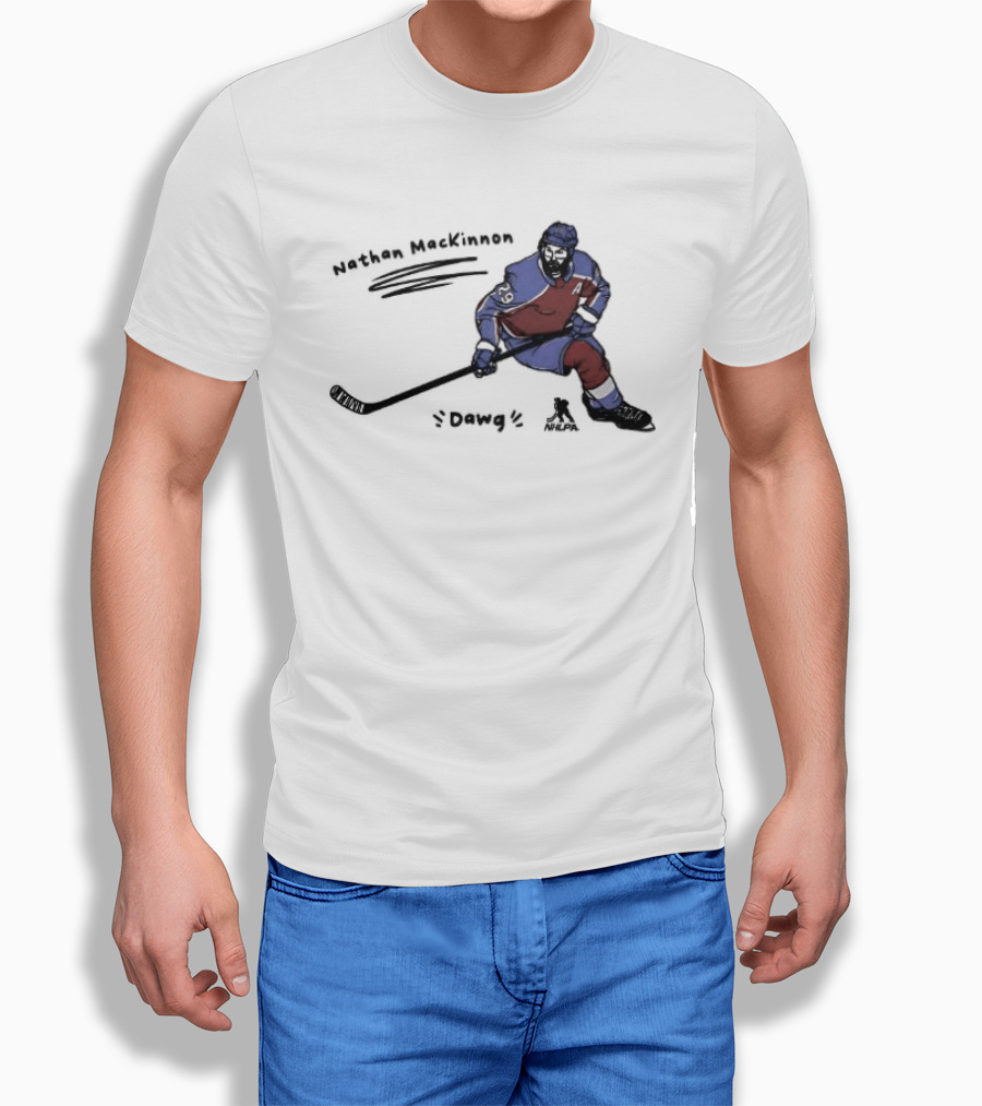 Nathan MacKinnon Colorado Avalanche Dawg Skating Cartoon T-Shirt