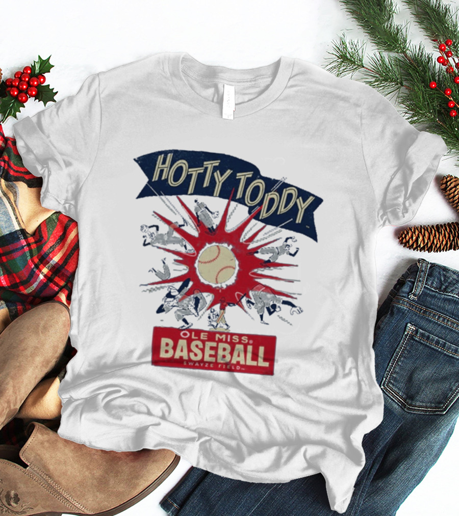 Ole Miss Baseball Hotty Toddy Strike Players And Ball Action T-Shirt