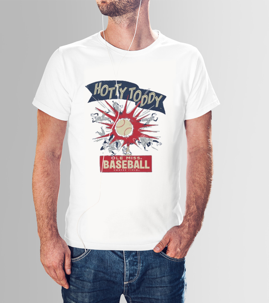 Ole Miss Baseball Hotty Toddy Strike Players And Ball Action T-Shirt