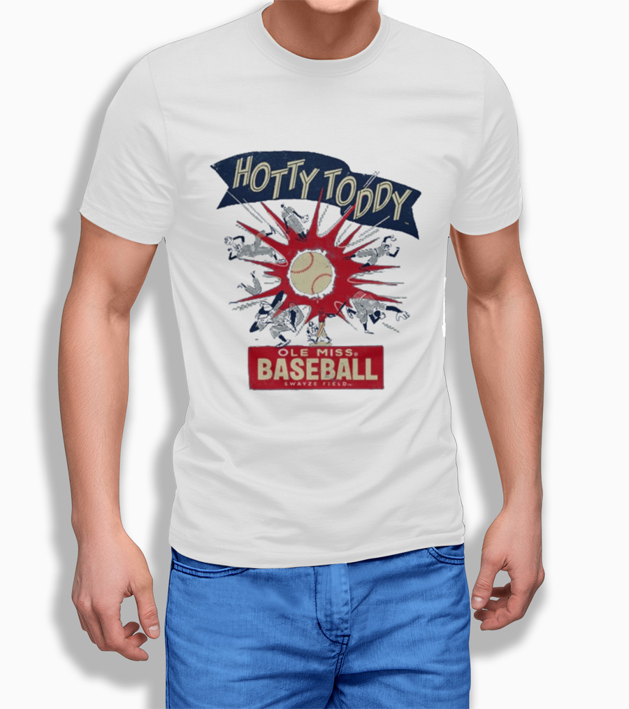 Ole Miss Baseball Hotty Toddy Strike Players And Ball Action T-Shirt
