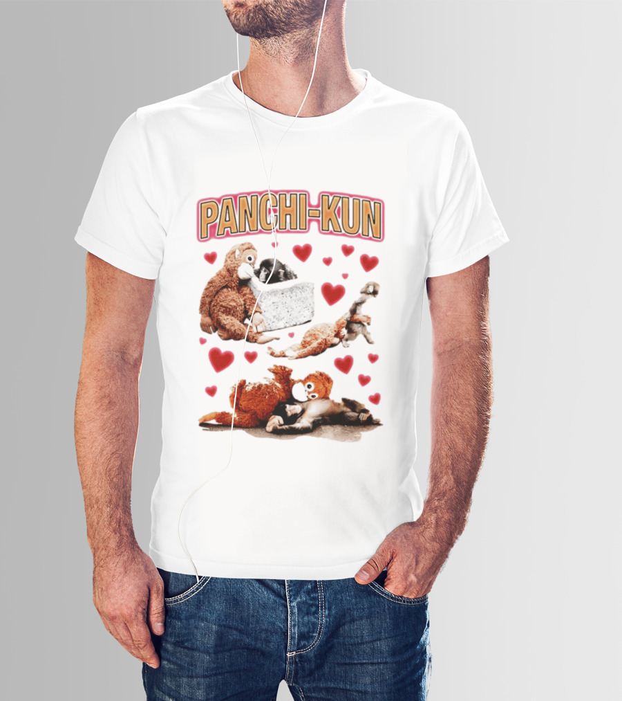 Panchi Kun Monkey Plush Love Hearts T-Shirt