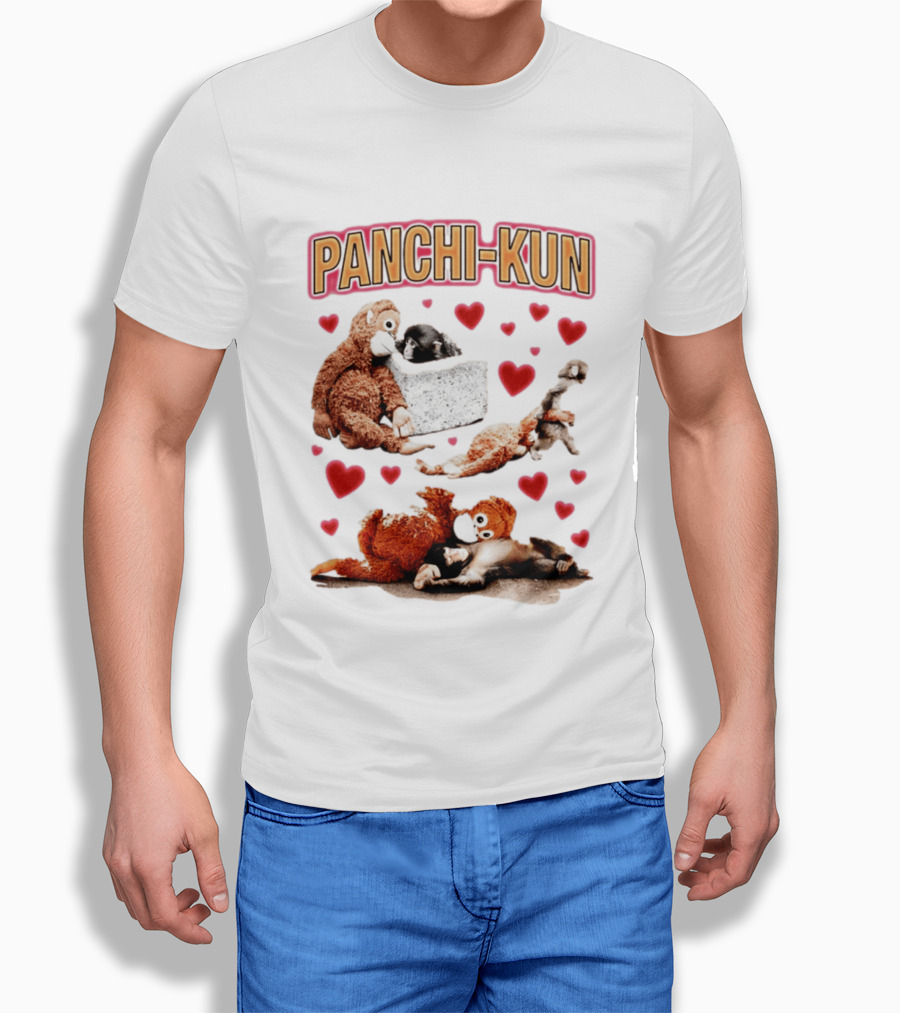Panchi Kun Monkey Plush Love Hearts T-Shirt