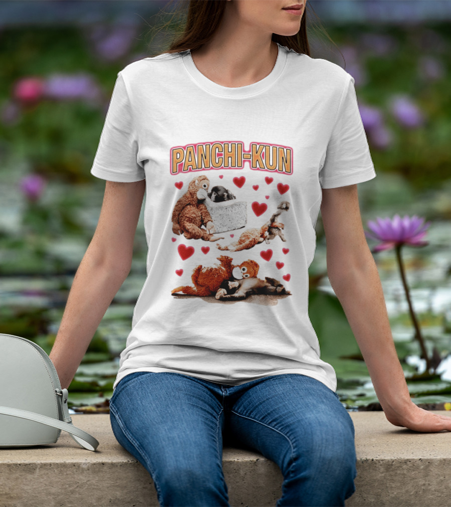 Panchi Kun Monkey Plush Love Hearts T-Shirt