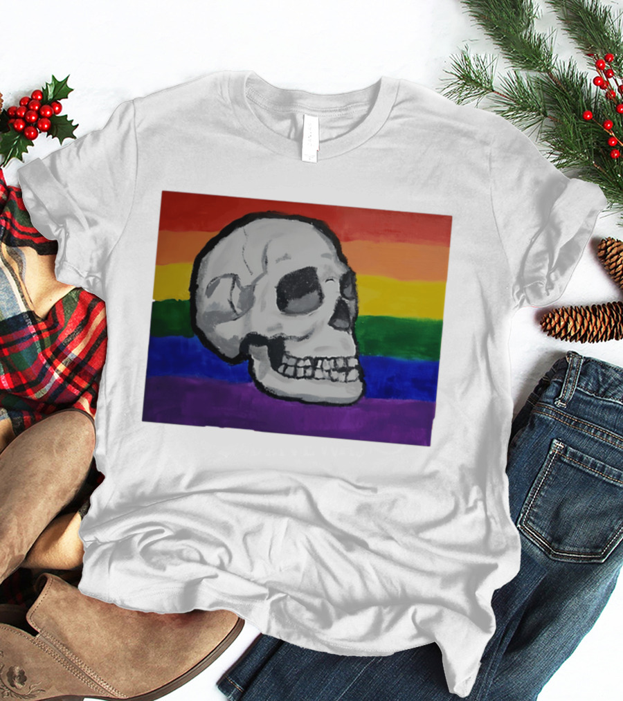 Pride Skull LGBT Rainbow Flag T-Shirt