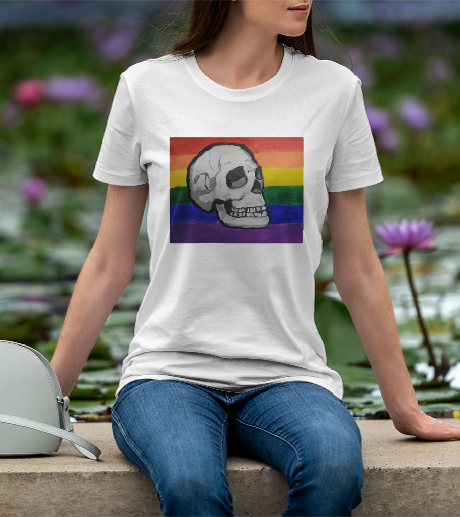 Pride Skull LGBT Rainbow Flag T-Shirt