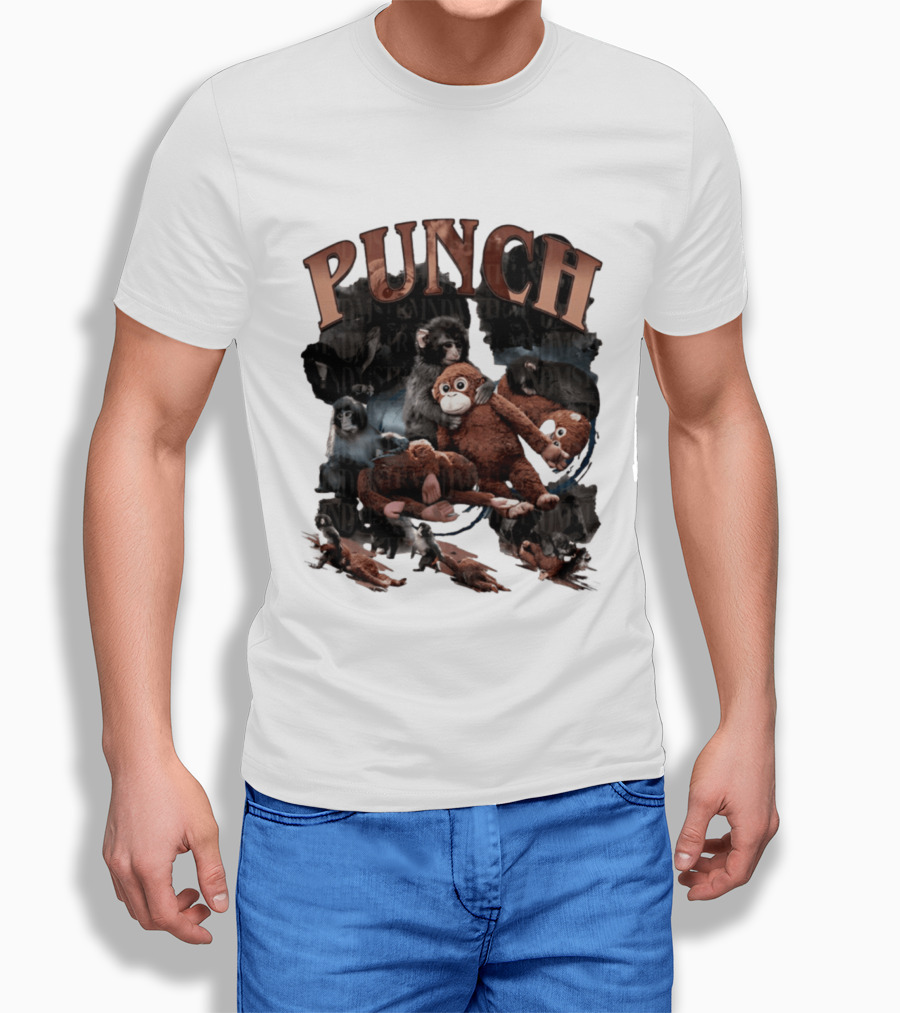 Punch The Monkey Picture Collage Monkeys Plush Toys T-Shirt