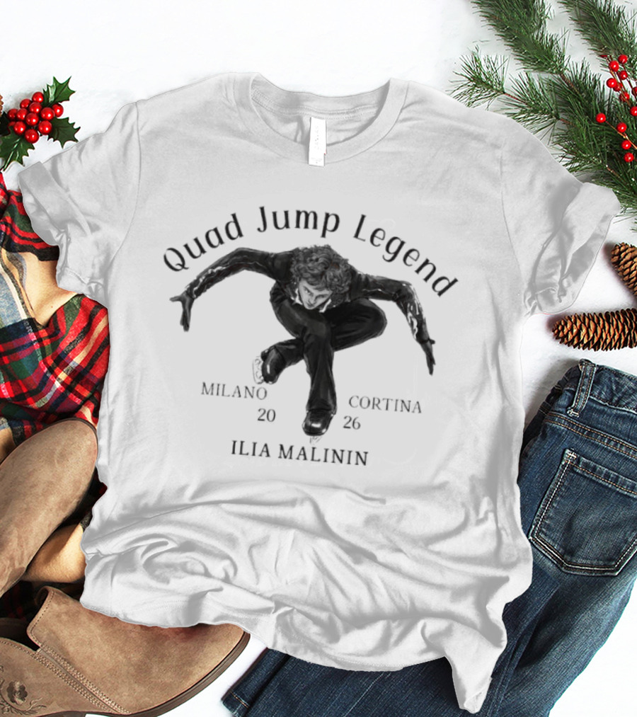 Quad Jump Legend Ilia Malinin Milano Cortina 2026 T-Shirt