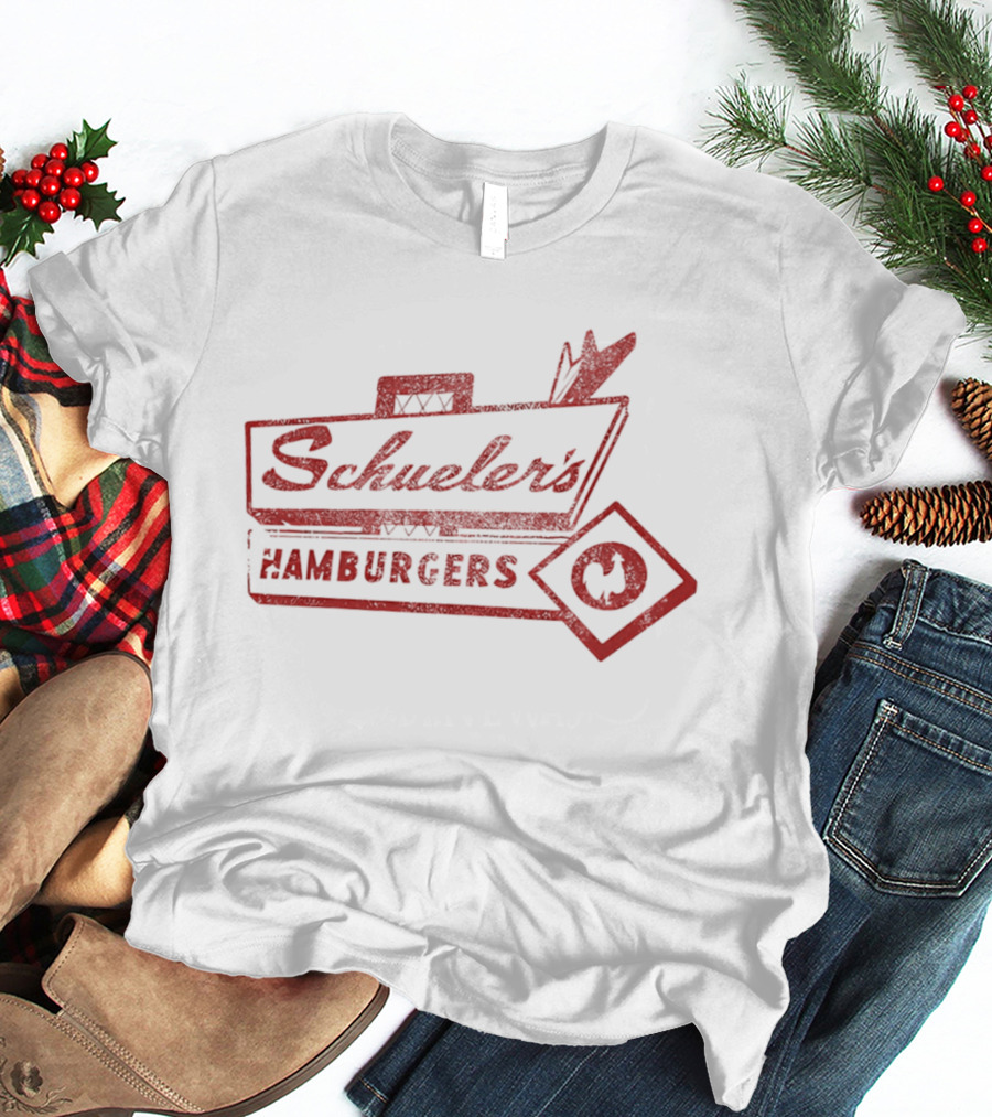 Schuler's Hamburgers Cursive Retro Diner Red T-Shirt
