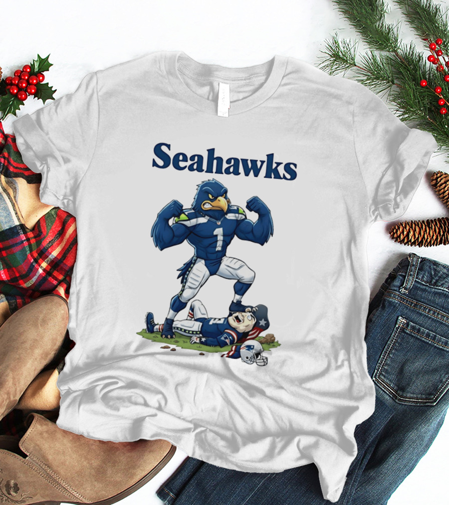 Seahawks Vs Patriots Rivalry Cartoon Victory T-Shirt