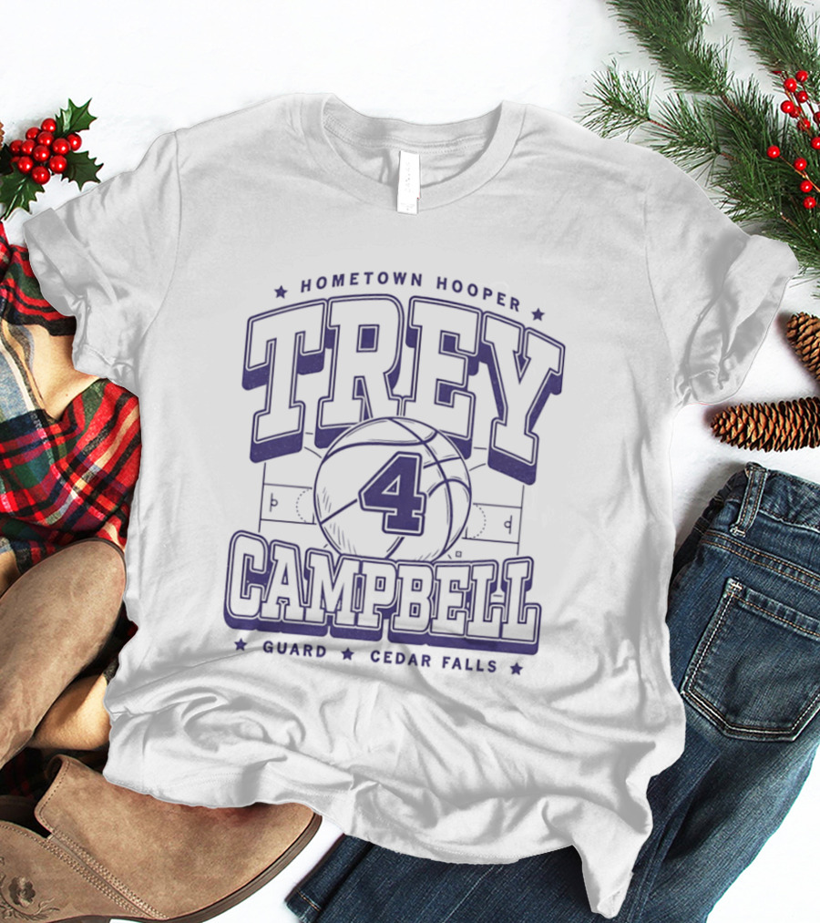 Trey Campbell Hometown Hooper Basketball Guard Cedar Falls T-Shirt