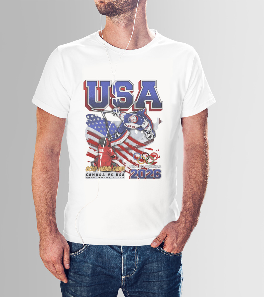 USA Hockey Gold Medal Game Canada Vs USA Milano Cortina 2026 T-Shirt