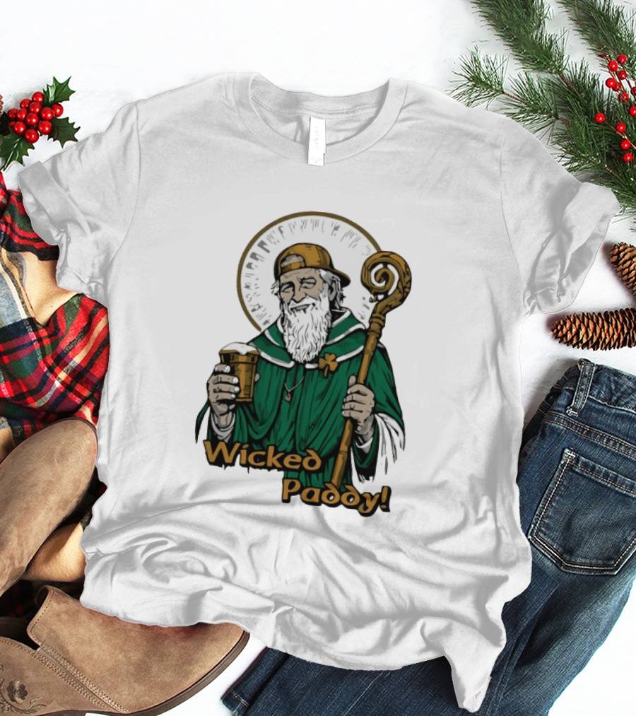 Wicked Paddy Saint Patrick Drinking Beer Iconic Irish T-Shirt