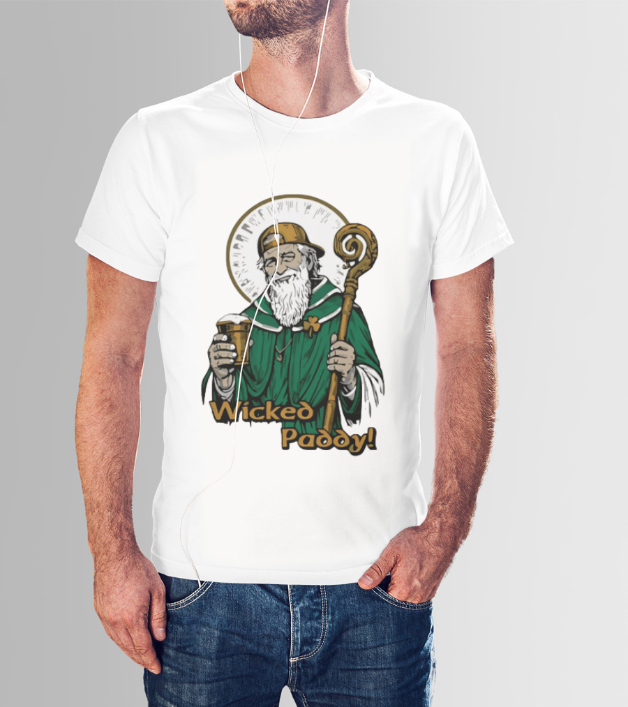 Wicked Paddy Saint Patrick Drinking Beer Iconic Irish T-Shirt