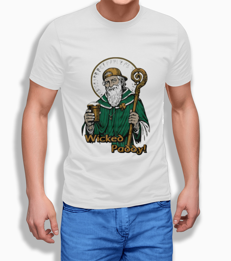 Wicked Paddy Saint Patrick Drinking Beer Iconic Irish T-Shirt
