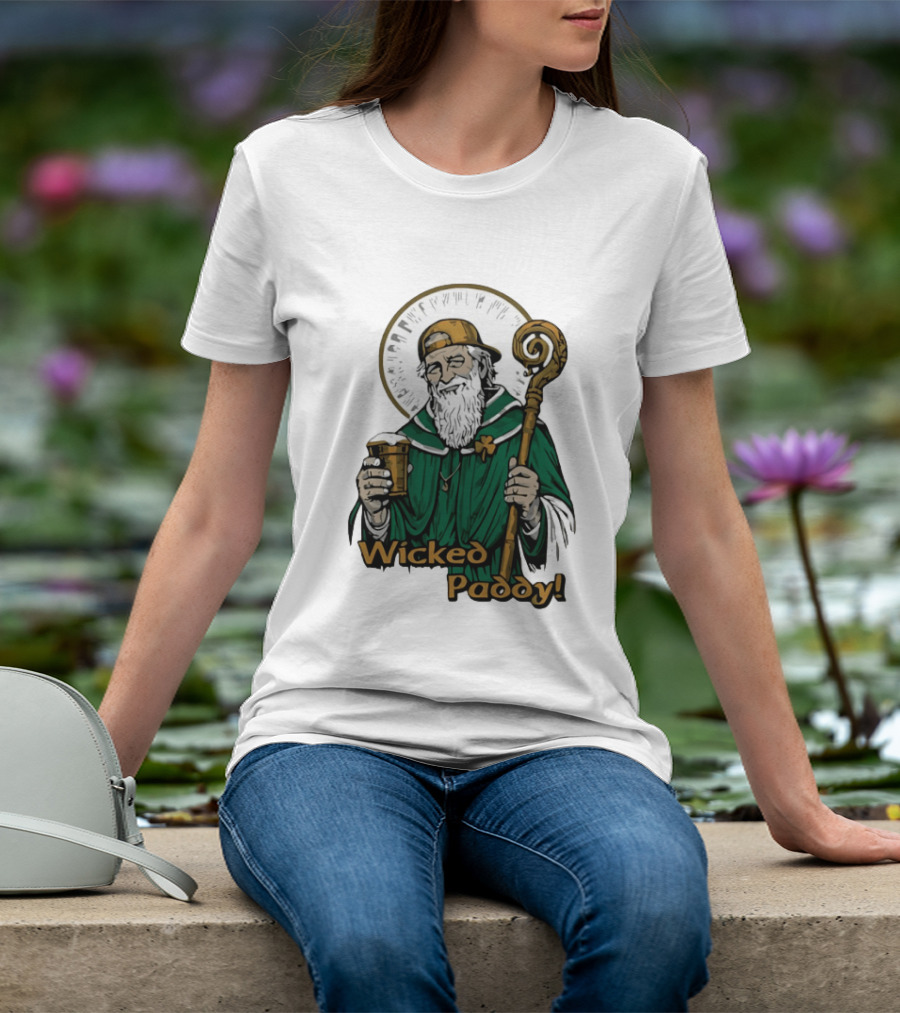 Wicked Paddy Saint Patrick Drinking Beer Iconic Irish T-Shirt