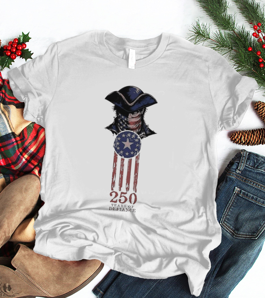 America 250 Years Of Defiance 1776 Patriot Hat And Stars T-Shirt