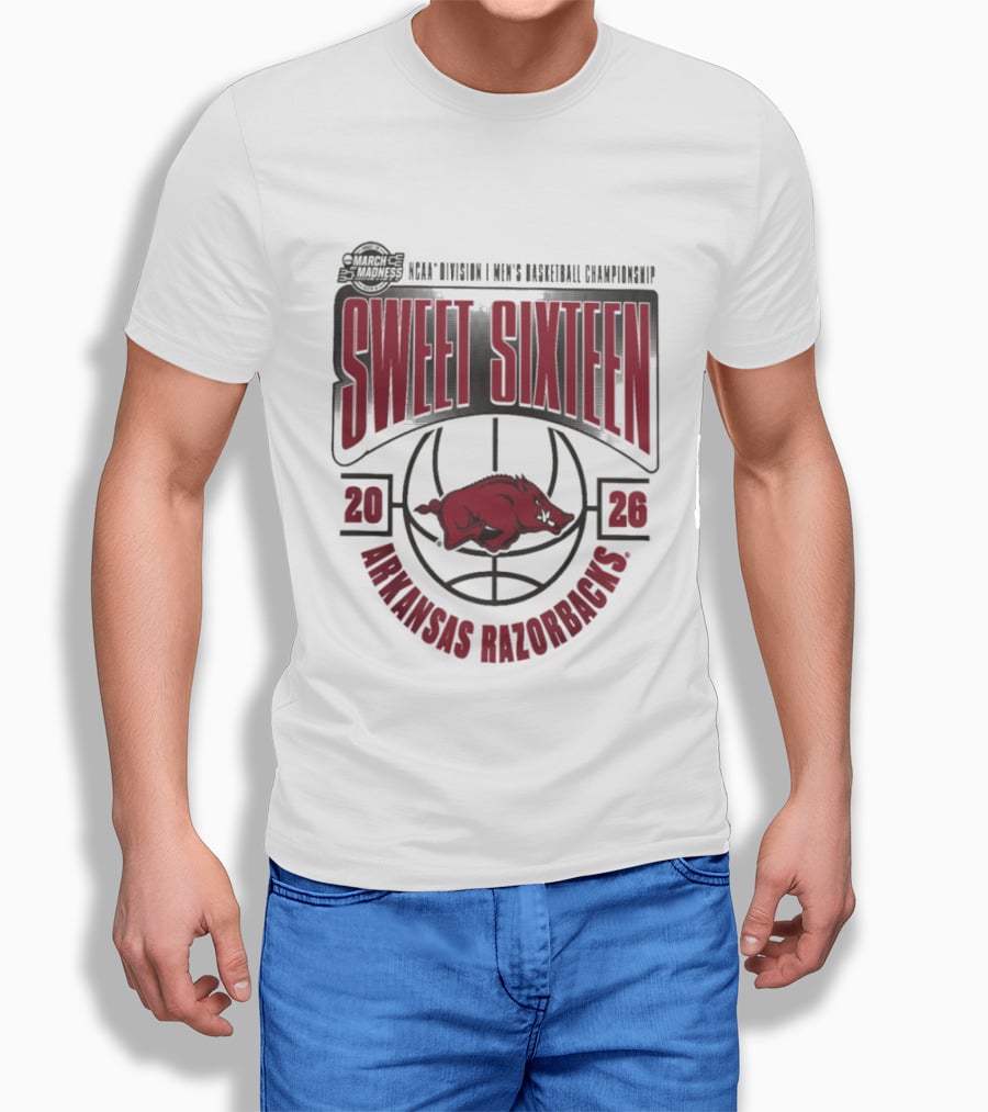 Arkansas Razorbacks NCAA 2026 Division I Men's Basketball Championship Sweet Sixteen T-Shirt