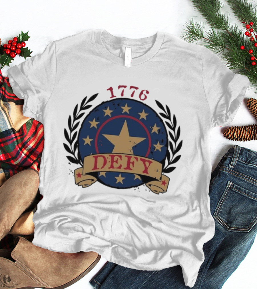 Defy 1776 Vintage Star Emblem With Laurel Wreath Anniversary 250th T-Shirt