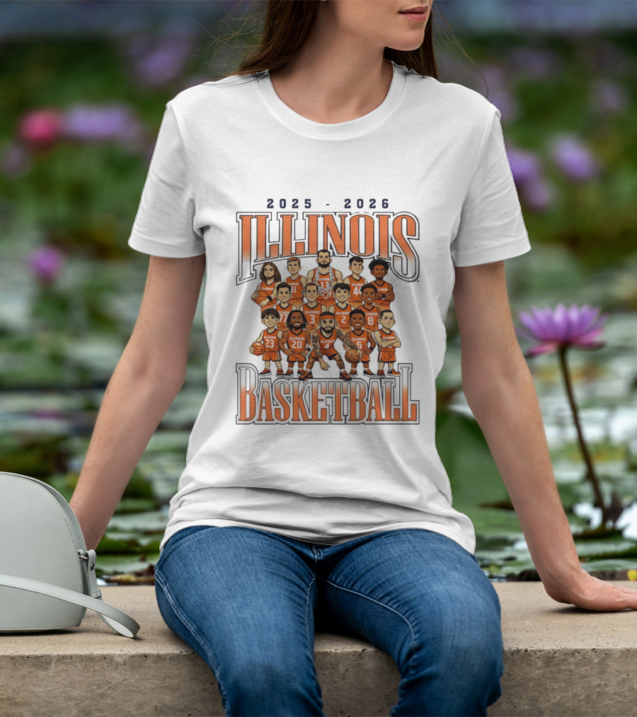 2025 2026 Illinois Basketball Team Caricature T-Shirt