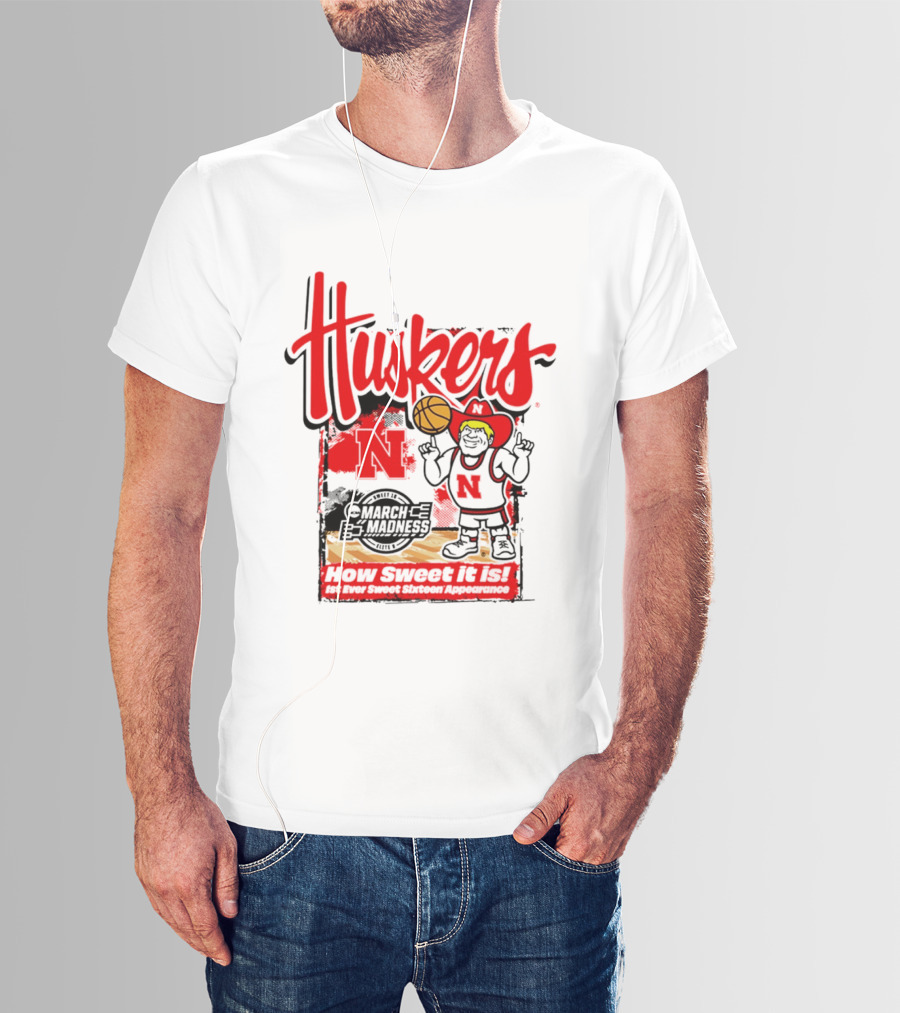 Nebraska Cornhuskers March Madness 2026 Sweet 16 Celebration Basketball Huskers How Sweet It Is T-Shirt