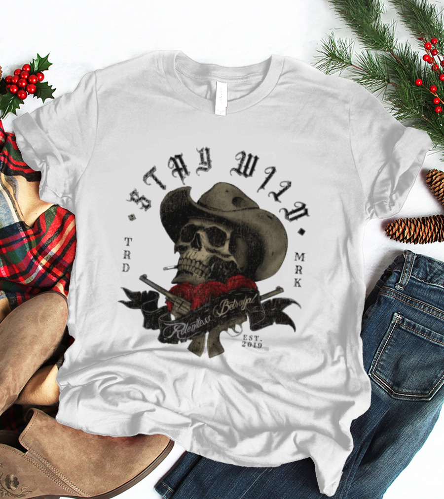 Stay Wild Skull Cowboy Bandana Western Est 2019 T-Shirt
